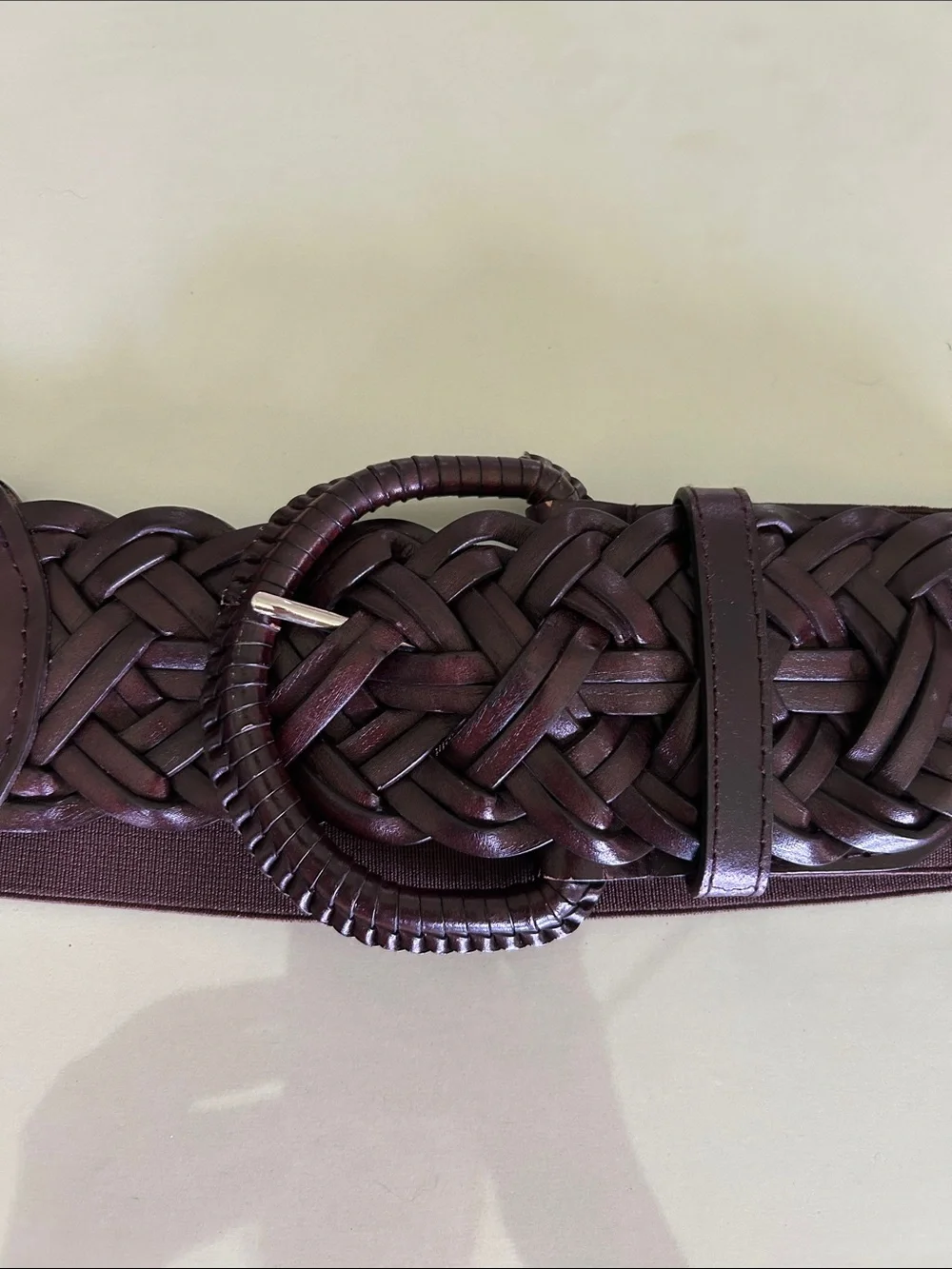 Braided Stretch Waist Belt in Deep Brown